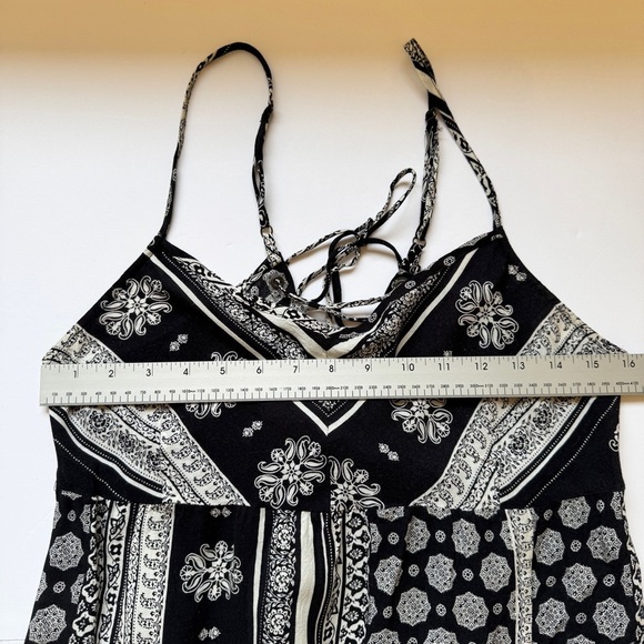 O'Neill Casty Maxi Dress Ivory Black Boho Beachy Strappy Sz L - Picture 11 of 16